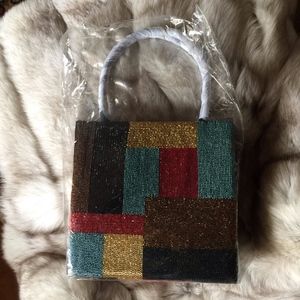 Millicent Hand Embroidered Beaded Tote Bag NWT